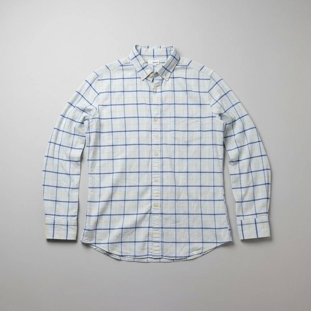 Sonoma Men's Light Blue and White Plaid Shirt